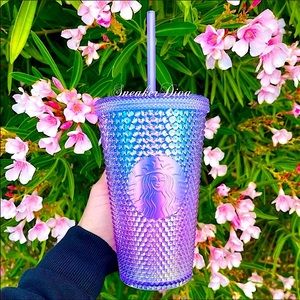 💜New💗 💙Starbucks China  Studded Tumbler purple & pink Aurora glitter Ombre